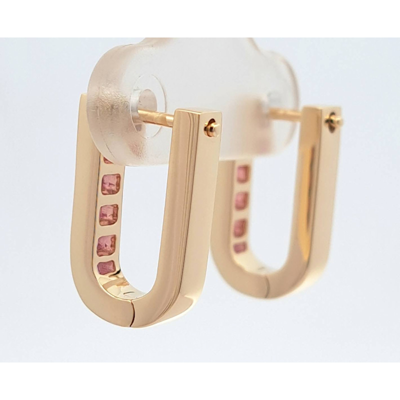 Thumbnail of Pink Sapphire U-Shaped Earrings image