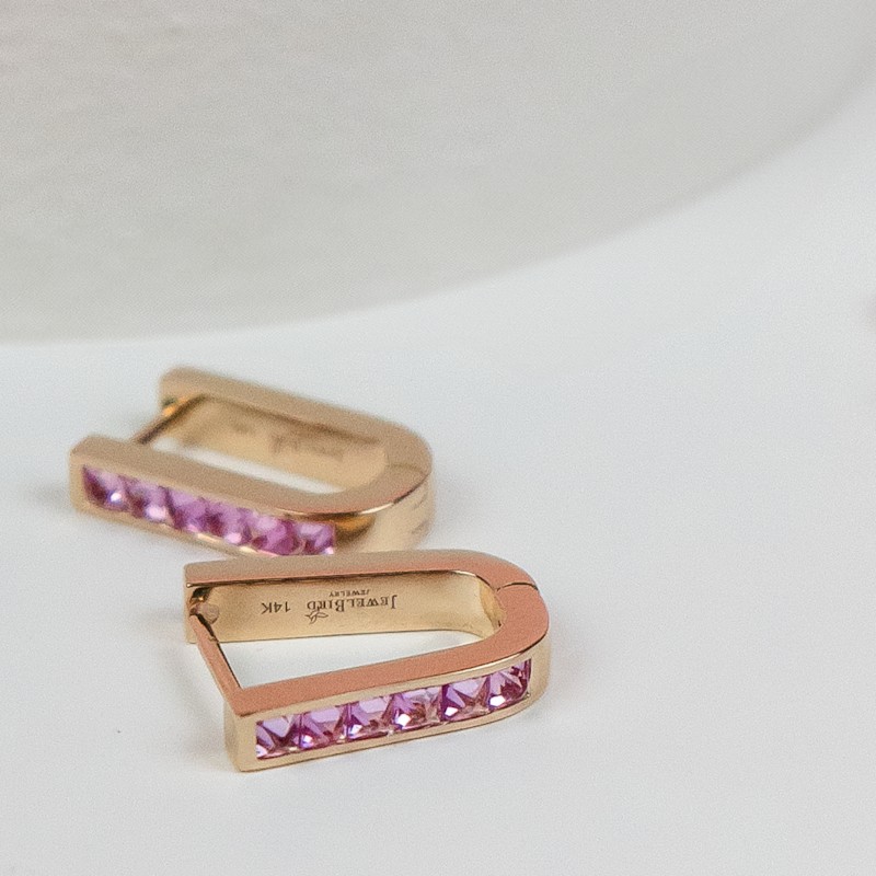 Thumbnail of Pink Sapphire U-Shaped Earrings image