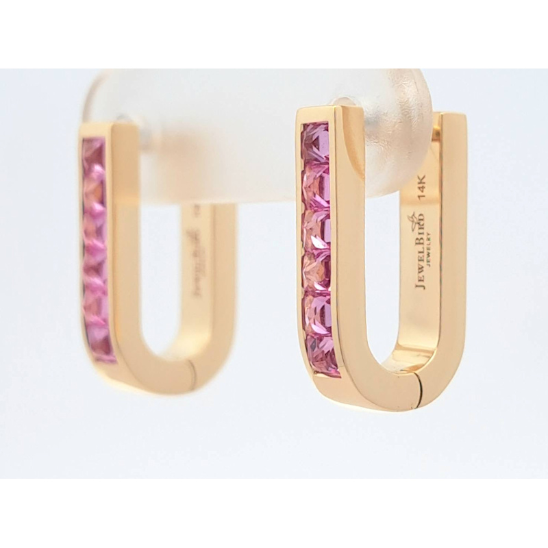Thumbnail of Pink Sapphire U-Shaped Earrings image
