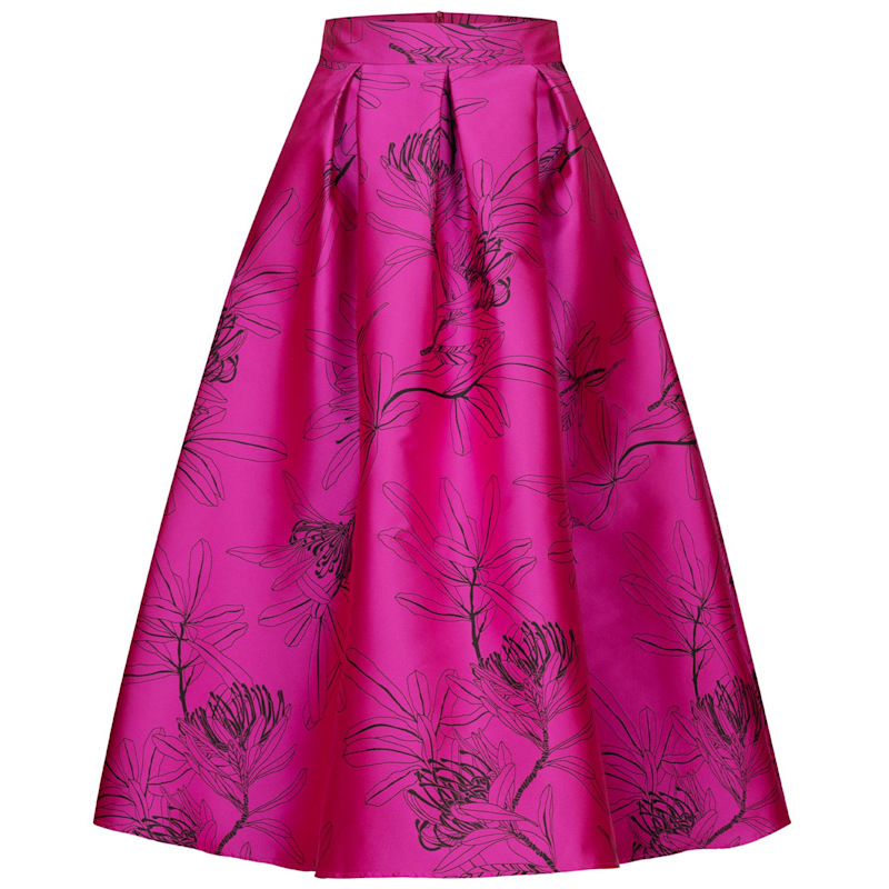 Thumbnail of Pink Satin Skirt With Floral Embroidery image