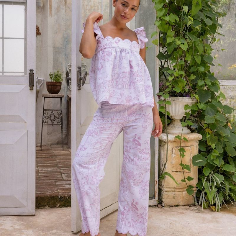 Thumbnail of Pink Toile Babydoll Long Pyjama Set image