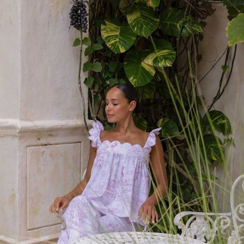 Thumbnail of Pink Toile Babydoll Long Pyjama Set image