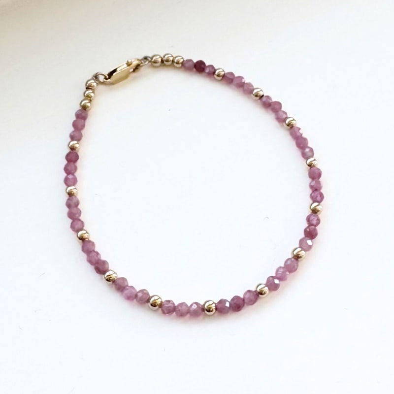 Thumbnail of Pink Tourmaline Gold Bead Bracelet image