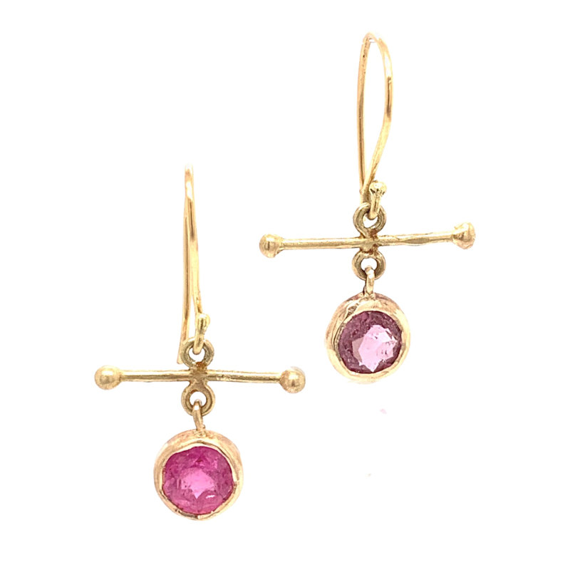 Thumbnail of Pink Tourmaline Gold Earrings image