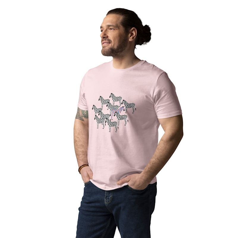 Thumbnail of Cotton Pink Zebra Where's William Going? Organic Cotton T-Shirt - Men image