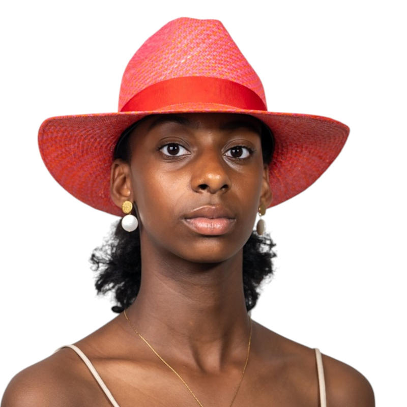 Thumbnail of Pinuela Straw Panama Hat - Pink image