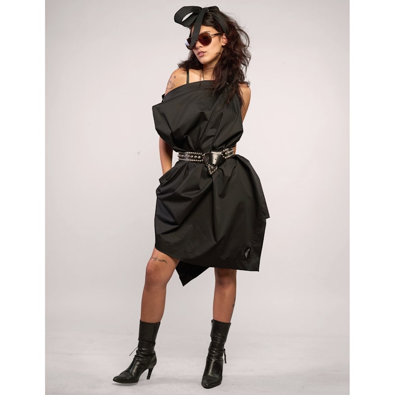 black pirate dress – Cotton Sateen - Taffeta | STUART TREVOR GRANDFINALE20 Elegant Asymmetrical Dress With Adut Size:4US The vegan Belt is