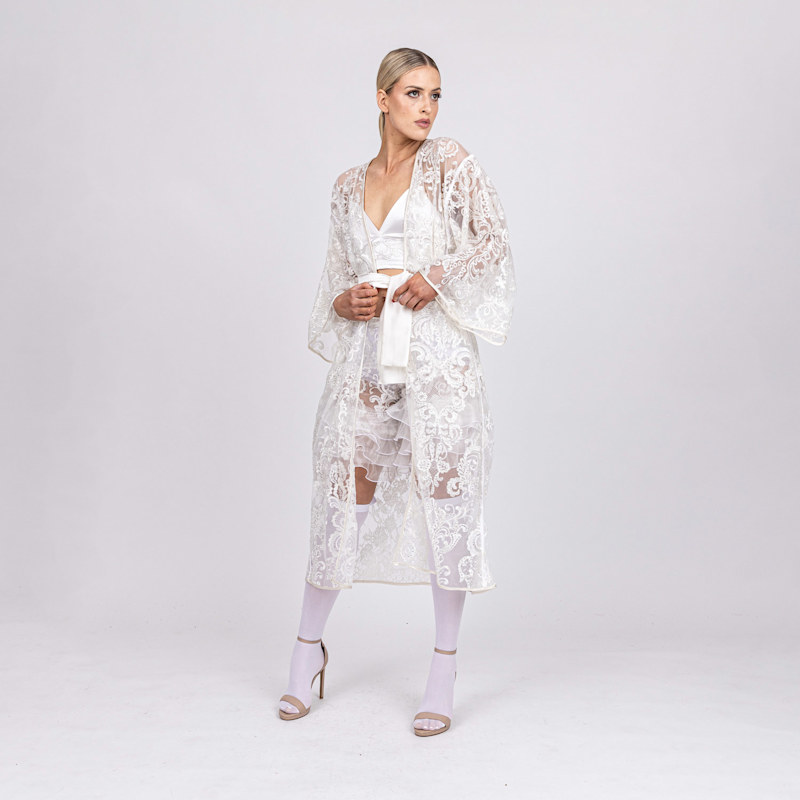 Thumbnail of Pirouette - Ethereal Ivory Goddess Robe With Silken Sash image
