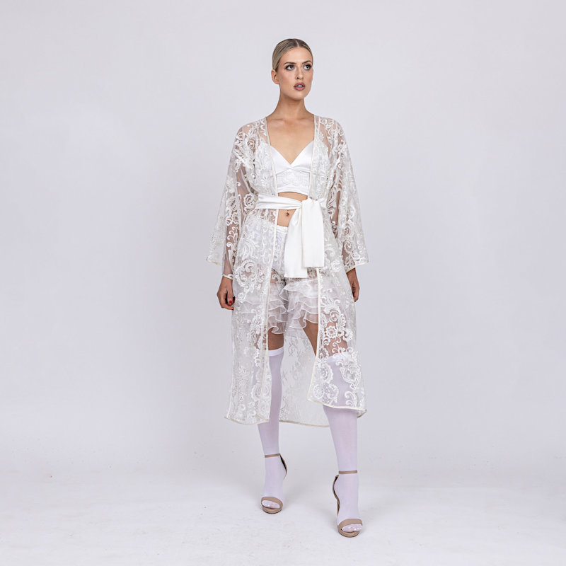 Thumbnail of Pirouette - Ethereal Ivory Goddess Robe With Silken Sash image