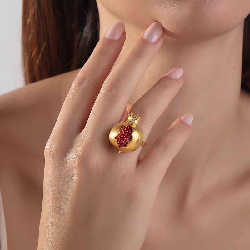 Thumbnail of Gold Pomegranate Adjustable Ring image