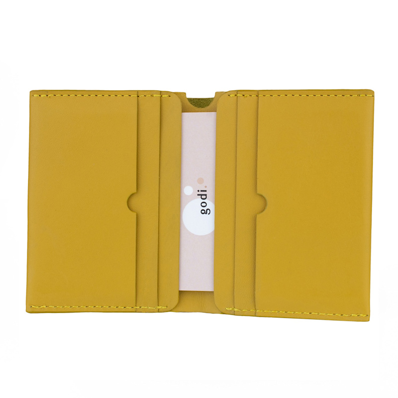 Thumbnail of Handmade Bifold Leather Wallet - Amber Yellow image