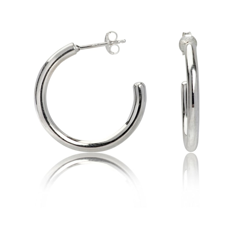 Thumbnail of Plain Open Hoops Stud Earrings In Sterling Silver image