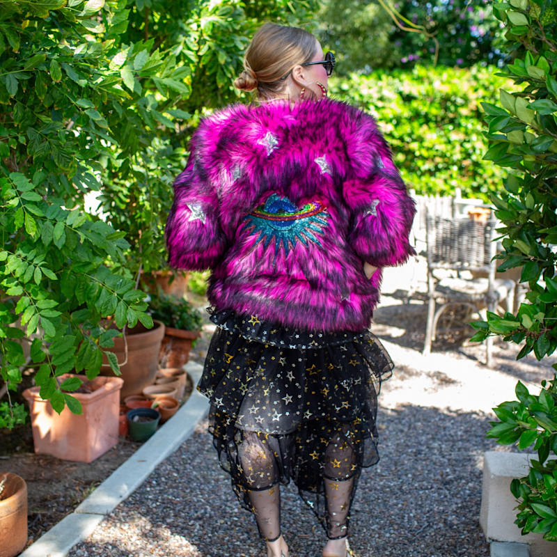 Thumbnail of Planet Queen Faux Fur Jacket - Monster Pink image