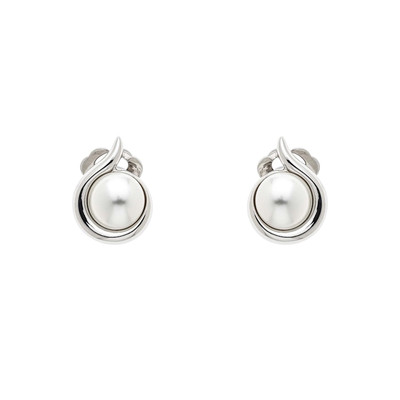 Thumbnail of Platinum & Pearl Curl Clip Earrings image
