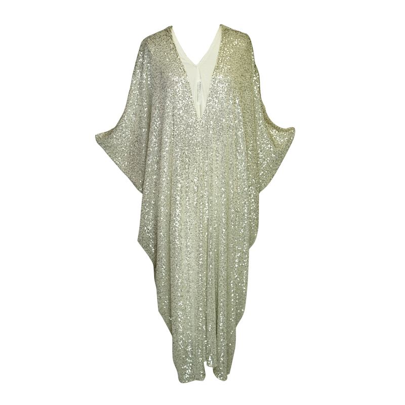 Platinum Sequin Kaftan Caftan Dress by Jennafer Grace