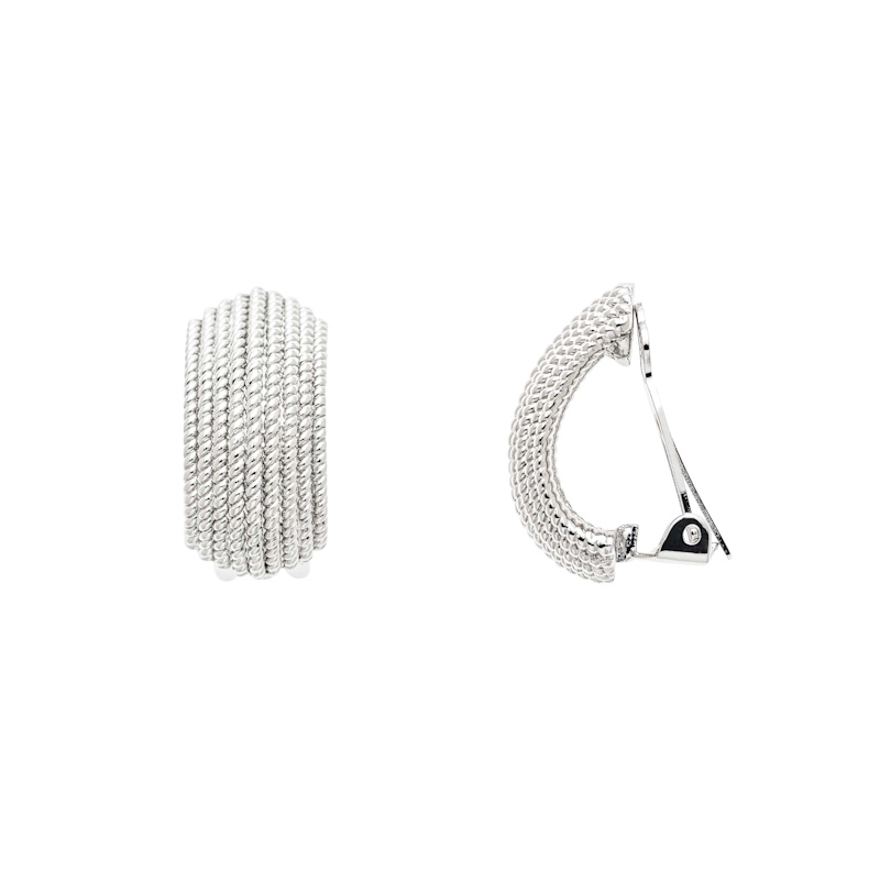 Thumbnail of Platinum Textured Clip Earrings image