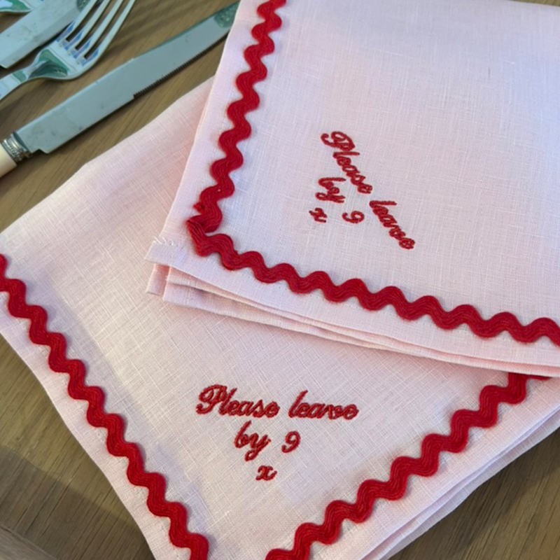 Thumbnail of Four Please Leave By Nine Embroidered Napkin image
