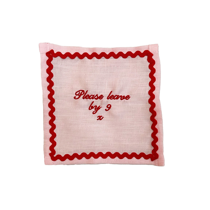 Thumbnail of Set Four Please Leave By Nine Pink Cocktail Napkin image