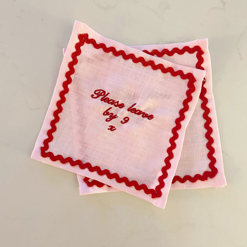 Thumbnail of Set Four Please Leave By Nine Pink Cocktail Napkin image