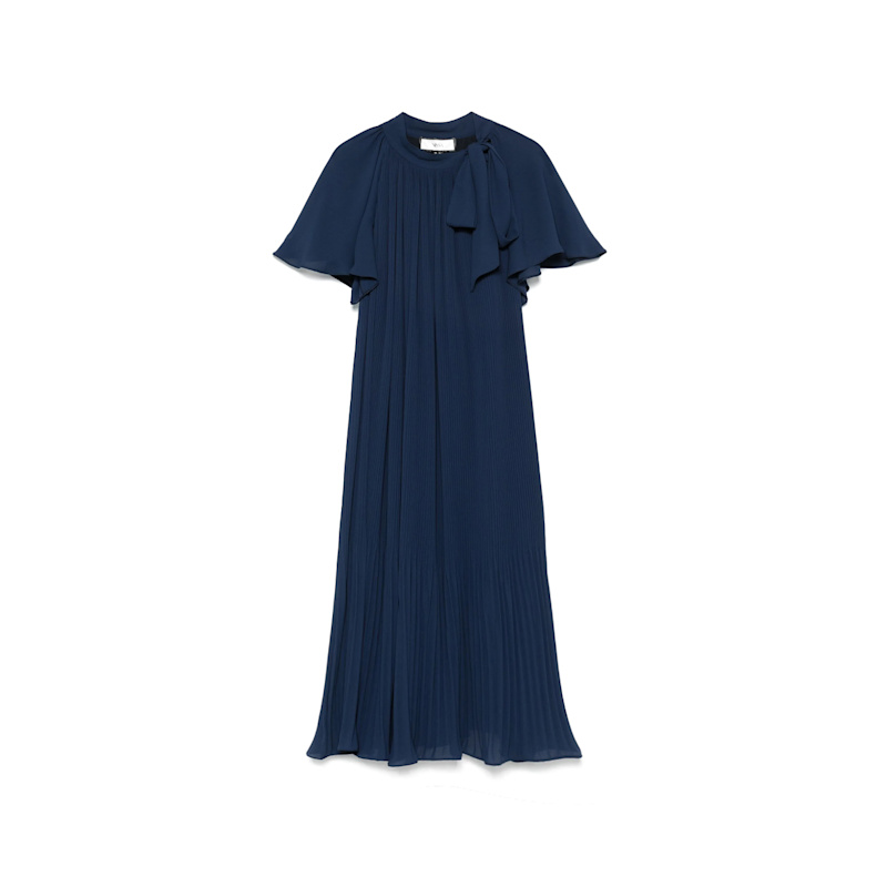 navy chiffon midi dress Goddiva Chiffon Layered Flutter Sleeve Midi Dress