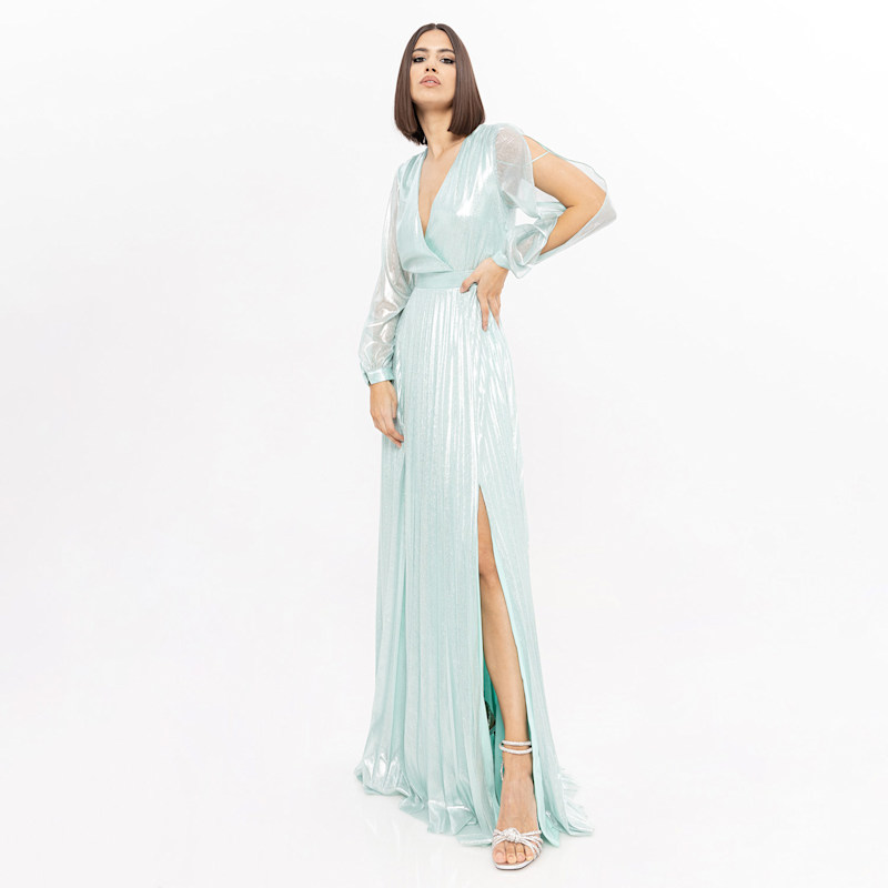 chinese dress ladies Aqua Maxi Dress with Criss Cross Back main image 1