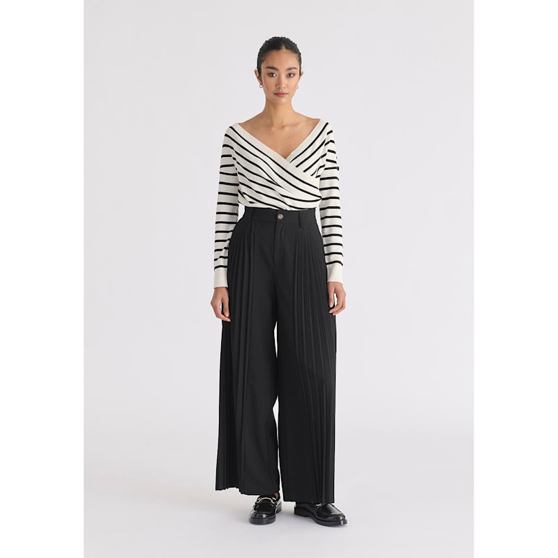 Thumbnail of Pleated Wide Leg Trousers In Black image