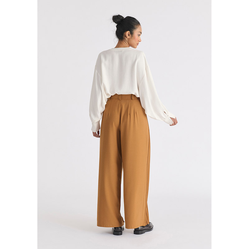 Thumbnail of Pleated Wide Leg Trousers In Camel image