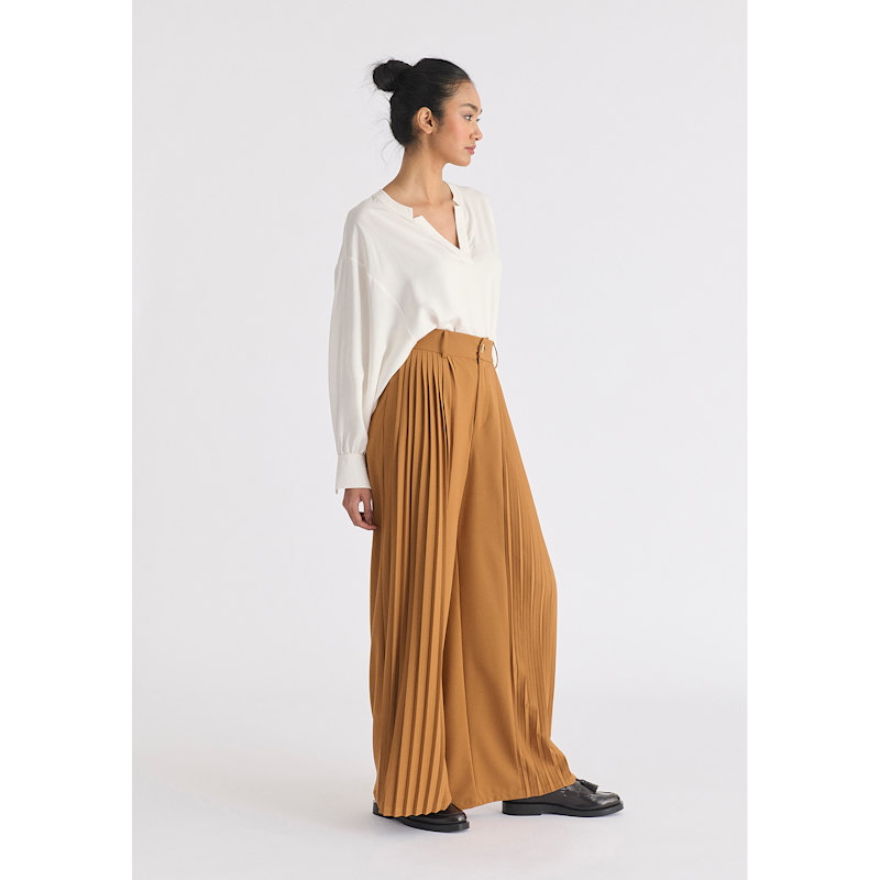 Thumbnail of Pleated Wide Leg Trousers In Camel image