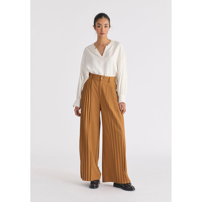 Thumbnail of Pleated Wide Leg Trousers In Camel image