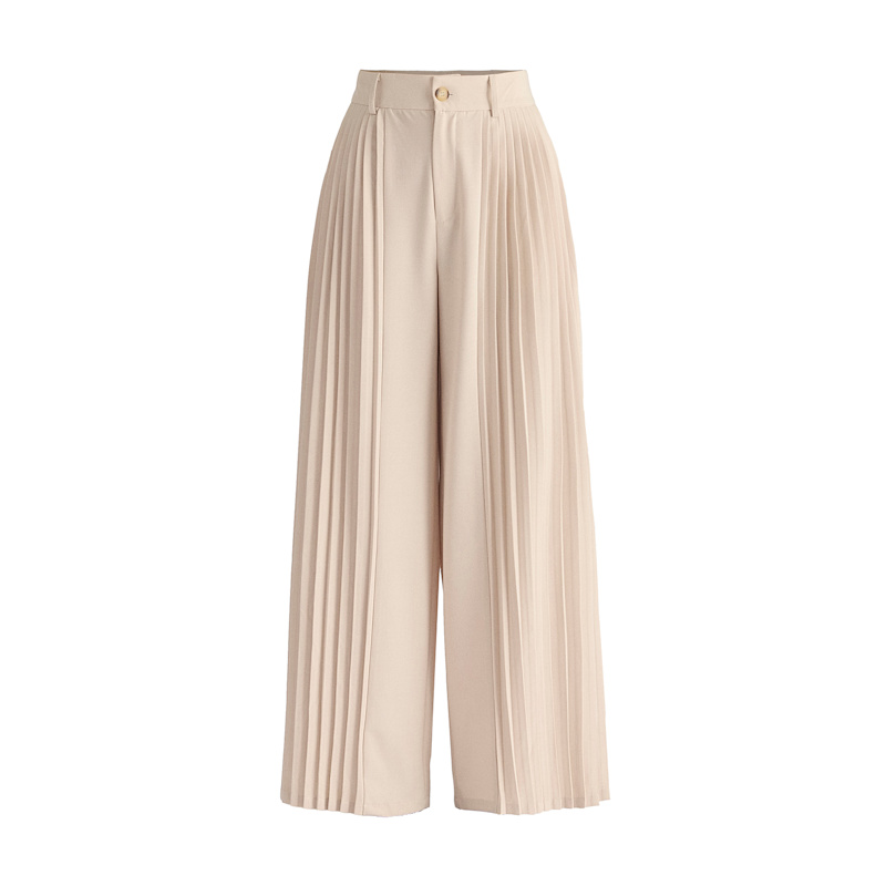Thumbnail of Pleated Wide Leg Trousers In Cream image