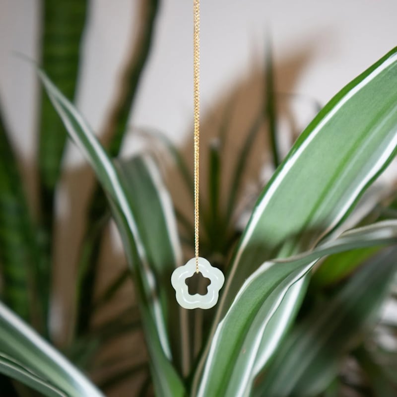 Thumbnail of Plum Blossom Green Jade Pendant Necklace image