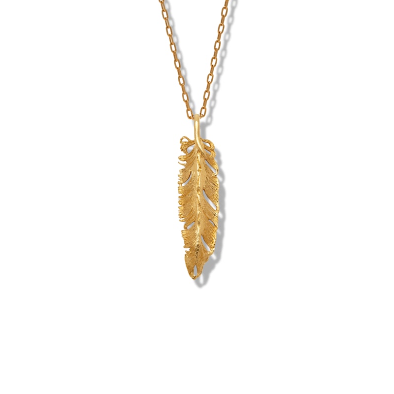 Thumbnail of Gold Plume Pendant Charm Necklace image