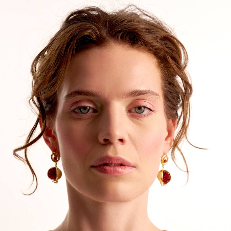 Thumbnail of Pomegranate Earrings With Jade Accents image