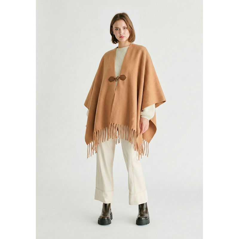 Thumbnail of Poncho Scarf With Toggle Closure In Camel image