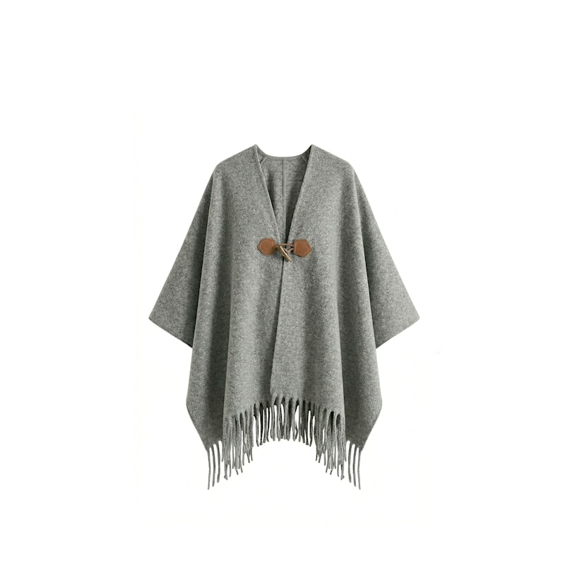 Thumbnail of Poncho Scarf With Toggle Closure In Grey image