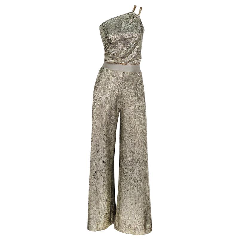 Thumbnail of Ponder A Thought Gold Metallic Snakeskin Jumpsuit image