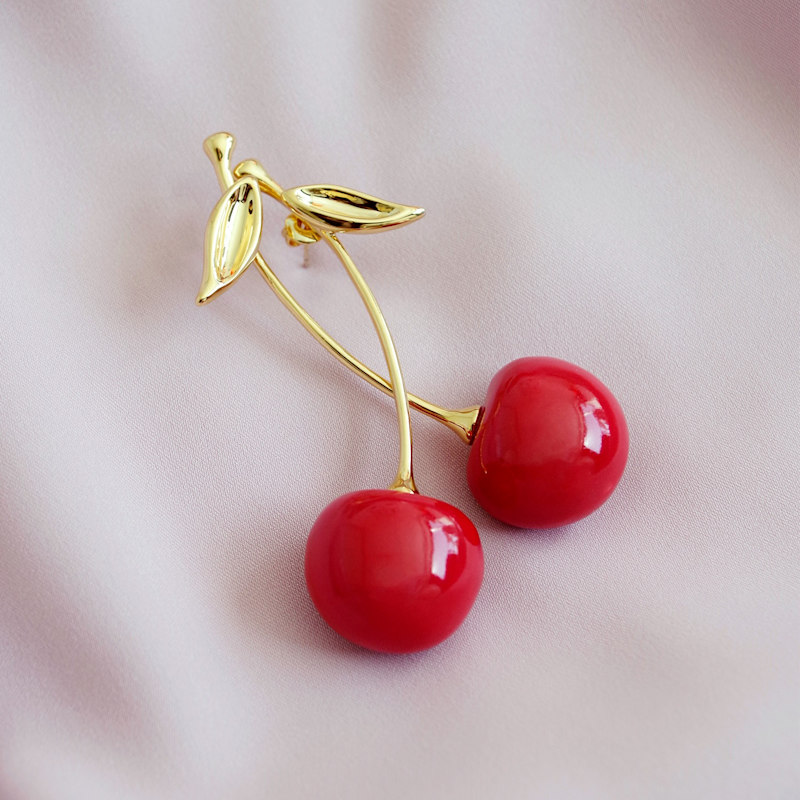 Thumbnail of Porcelain Red Cherry Earrings image
