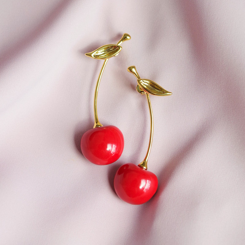Thumbnail of Porcelain Red Cherry Earrings image