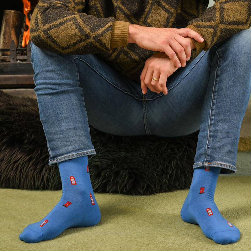 Thumbnail of Post Box Men's Socks – Blue image