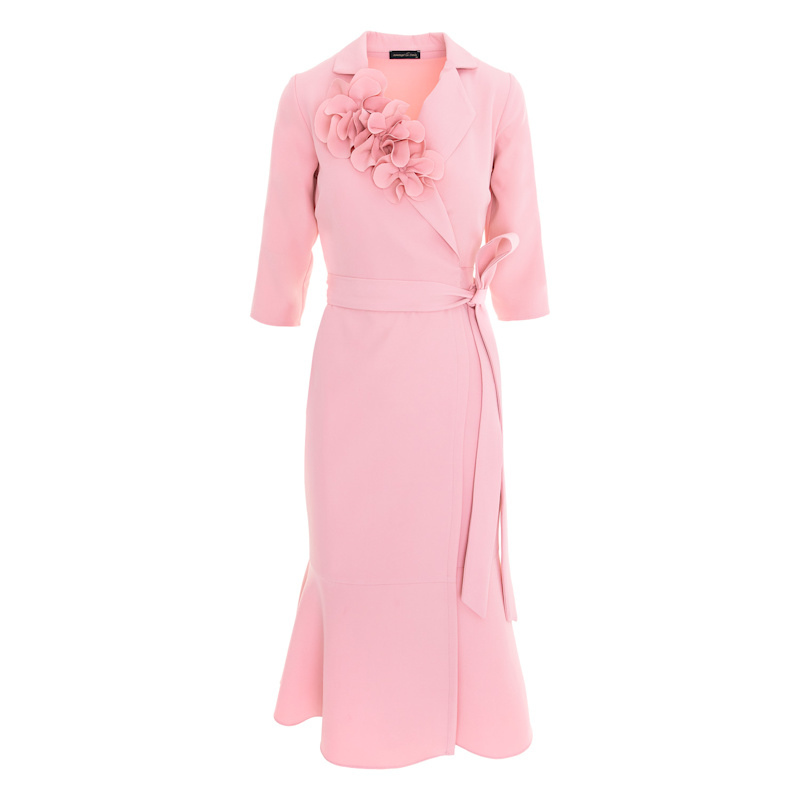 strapless open back dress Dahlia Pink Floral Lace Mermaid Gown (Archive Sale)