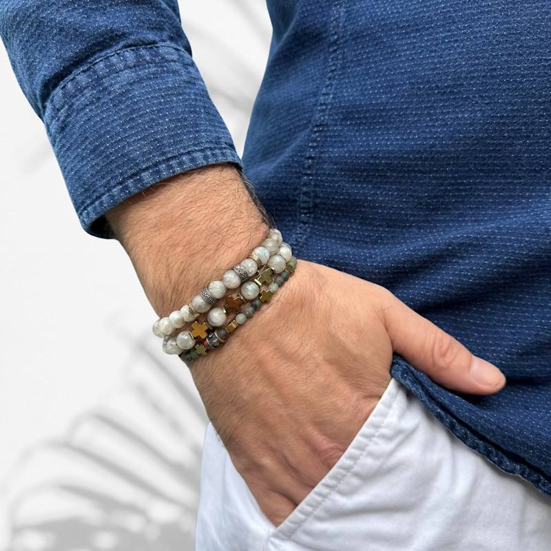 Thumbnail of Powerful Balance Stone Labradorite Beaded Bracelet - White image