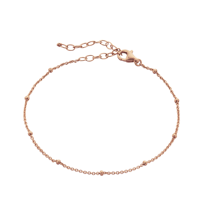Thumbnail of Bead Curb Chain Sterling Silver Adjustable Satellite Bracelet - Rose Gold image