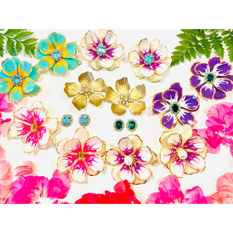 Thumbnail of Dusty Blue Large Hand Painted Jewel Box Florals image