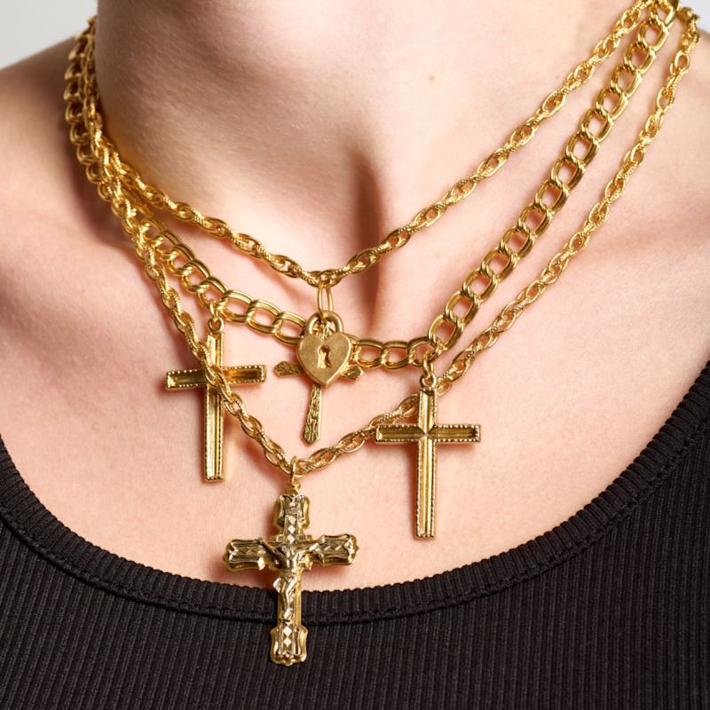 Thumbnail of Pray Crosses Charm Necklace image