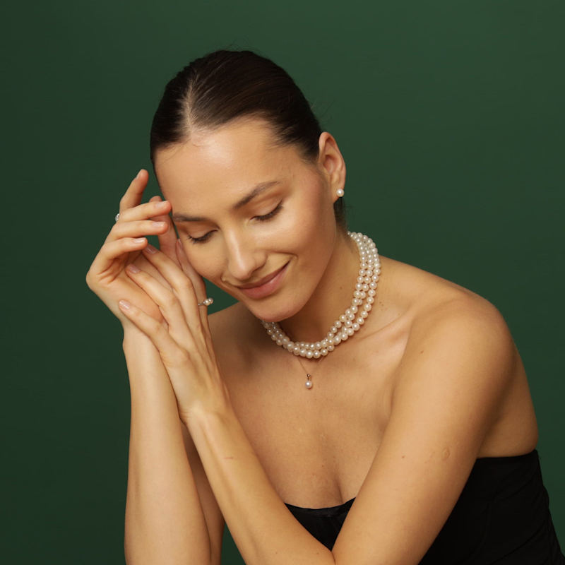 Thumbnail of White Pearl Choker – Three Row Bridal Necklace | Freshwater Pearls image
