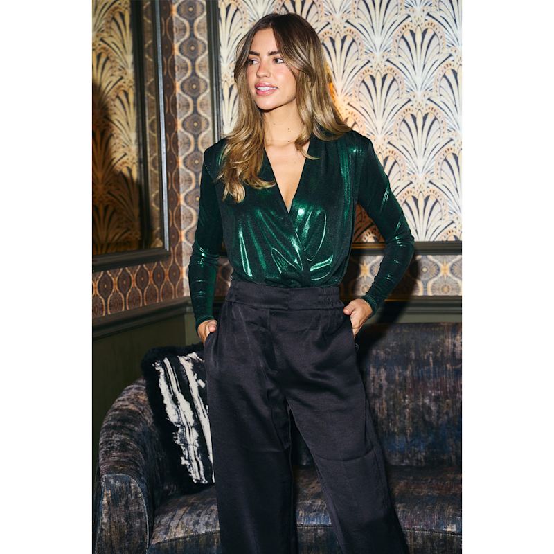 Thumbnail of Premium Jersey Metallic Wrap Bodysuit Green image