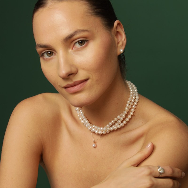 Thumbnail of White Pearl Choker – Three Row Bridal Necklace | Freshwater Pearls image
