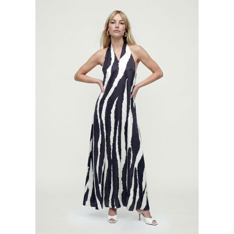 Thumbnail of Belle Zebra Print Maxi Dress In Black & White image