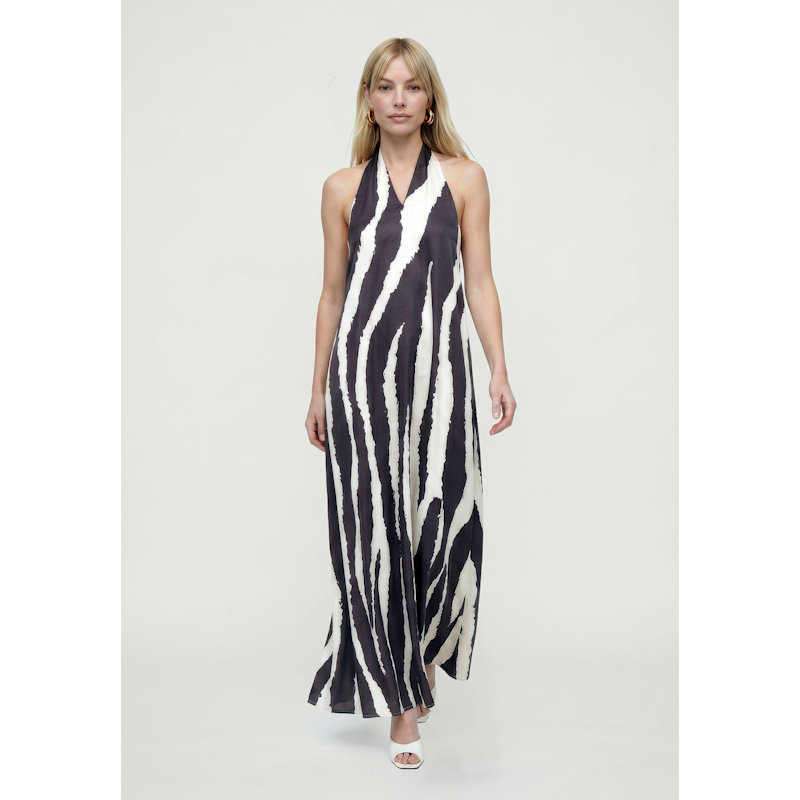 Thumbnail of Belle Zebra Print Maxi Dress In Black & White image
