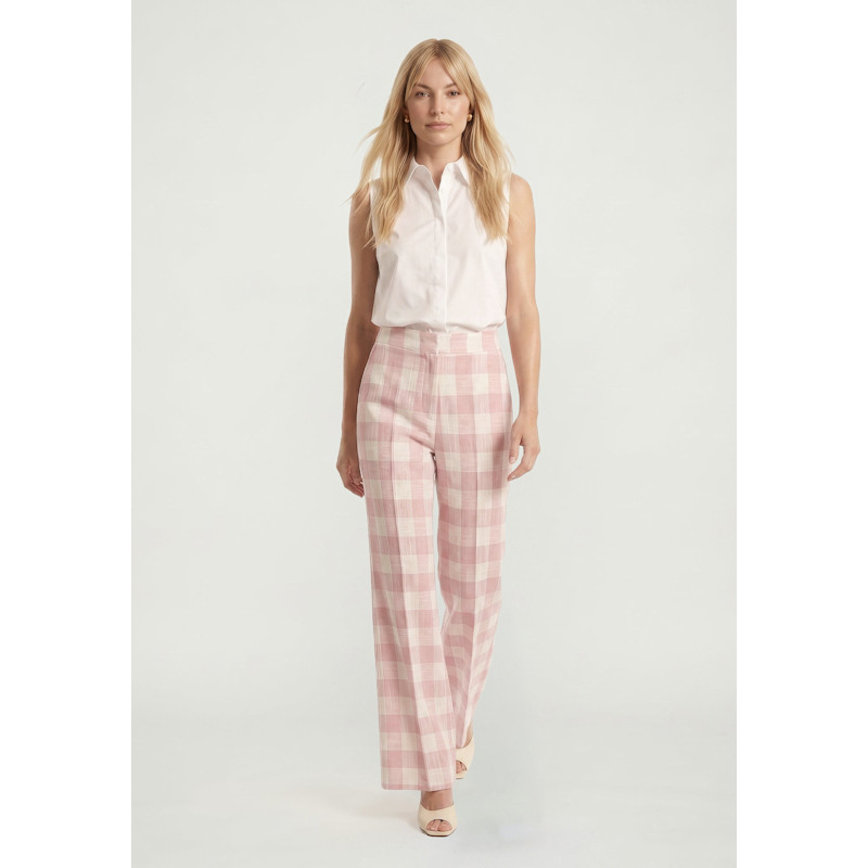 Thumbnail of Zena Flared Check Trouser In Pink image